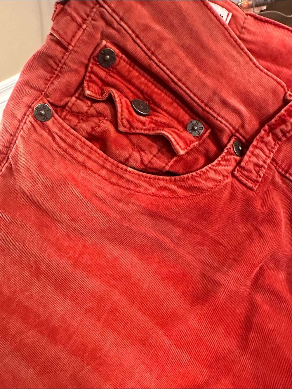 True Religion Men's Ricky Pants in Distressed Red - Picture 3 of 16